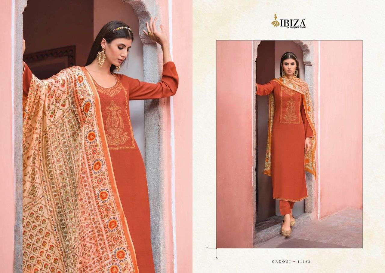 GADONI BY IBIZA 11156 TO 11163 SERIES BEAUTIFUL SUITS COLORFUL STYLISH FANCY CASUAL WEAR & ETHNIC WEAR PURE SILK DRESSES AT WHOLESALE PRICE