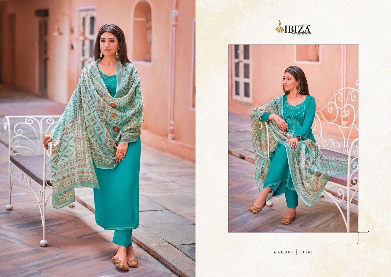 GADONI BY IBIZA 11156 TO 11163 SERIES BEAUTIFUL SUITS COLORFUL STYLISH FANCY CASUAL WEAR & ETHNIC WEAR PURE SILK DRESSES AT WHOLESALE PRICE