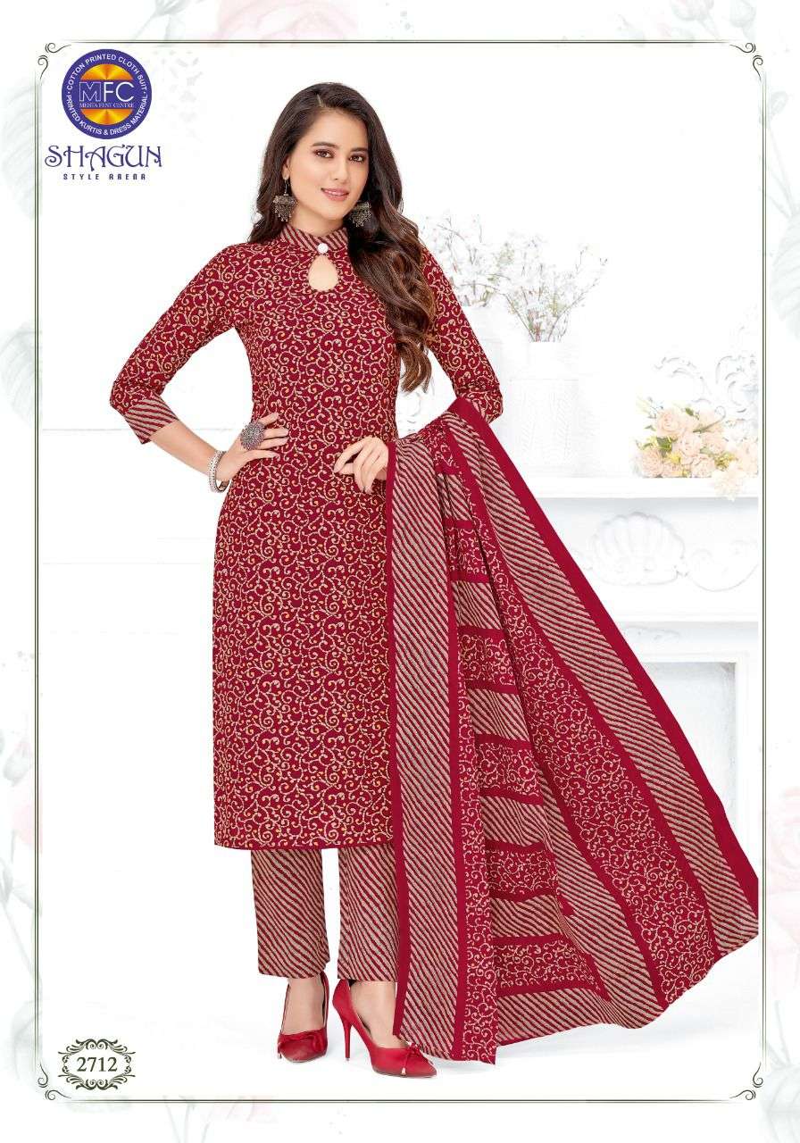 SHAGUN VOL-27 BY MFC 27001 TO 27020 SERIES BEAUTIFUL SUITS COLORFUL STYLISH FANCY CASUAL WEAR & ETHNIC WEAR PURE COTTON DRESSES AT WHOLESALE PRICE