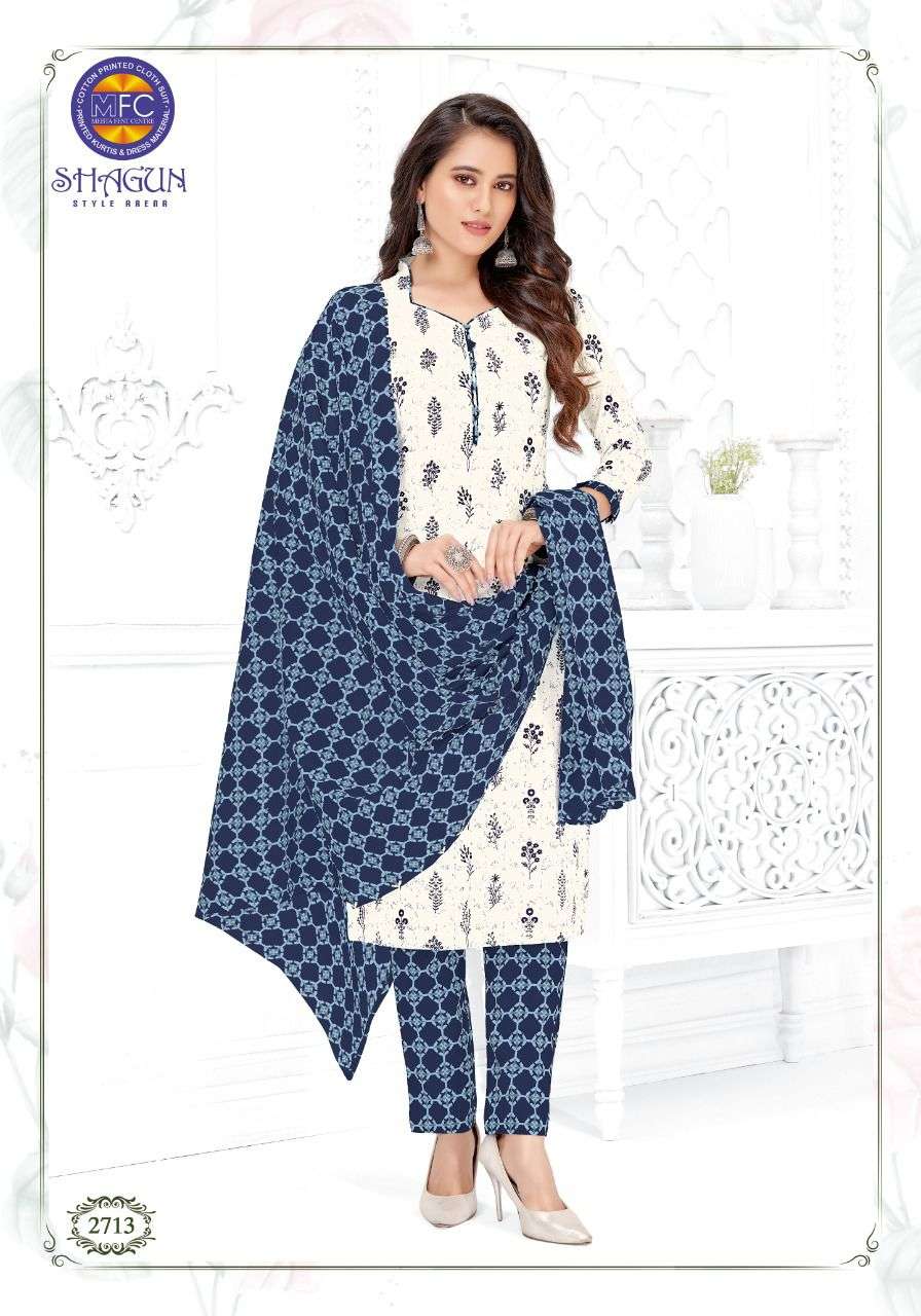 SHAGUN VOL-27 BY MFC 27001 TO 27020 SERIES BEAUTIFUL SUITS COLORFUL STYLISH FANCY CASUAL WEAR & ETHNIC WEAR PURE COTTON DRESSES AT WHOLESALE PRICE