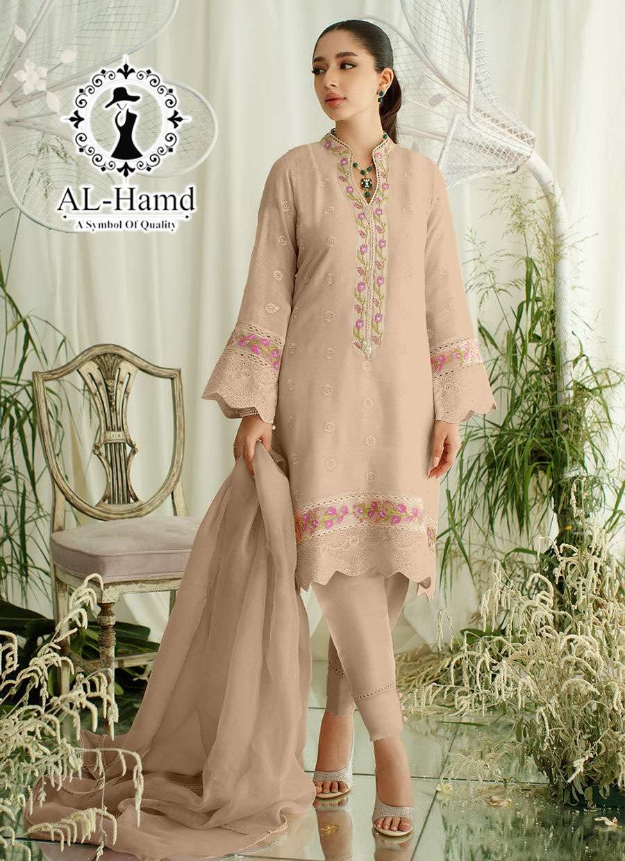 AL-HAMD HIT DESIGN 1108 COLOURS BY FASHID WHOLESALE 1108-A TO 1108-B SERIES BEAUTIFUL PAKISTANI SUITS COLORFUL STYLISH FANCY CASUAL WEAR & ETHNIC WEAR FAUX GEORGETTE EMBROIDERED DRESSES AT WHOLESALE PRICE