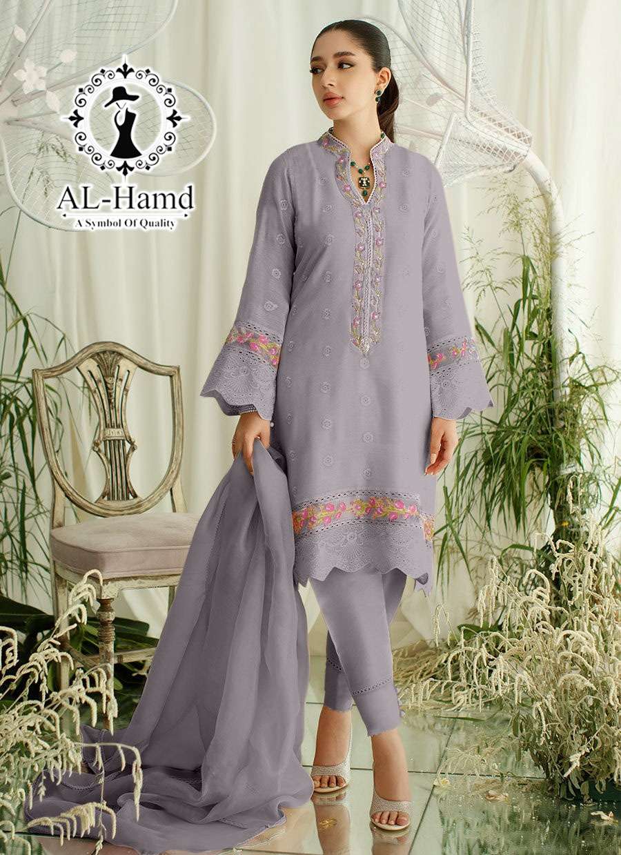 AL-HAMD HIT DESIGN 1108 COLOURS BY FASHID WHOLESALE 1108-A TO 1108-B SERIES BEAUTIFUL PAKISTANI SUITS COLORFUL STYLISH FANCY CASUAL WEAR & ETHNIC WEAR FAUX GEORGETTE EMBROIDERED DRESSES AT WHOLESALE PRICE