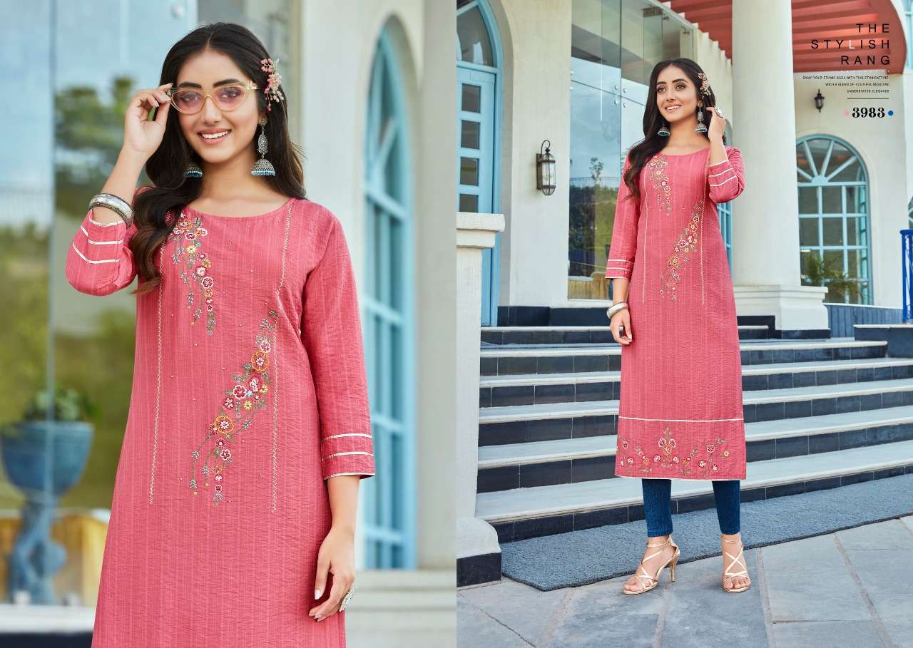 MIRACAL BY RANGOON 3981 TO 3986 SERIES DESIGNER STYLISH FANCY COLORFUL BEAUTIFUL PARTY WEAR & ETHNIC WEAR COLLECTION VISCOSE KURTIS AT WHOLESALE PRICE