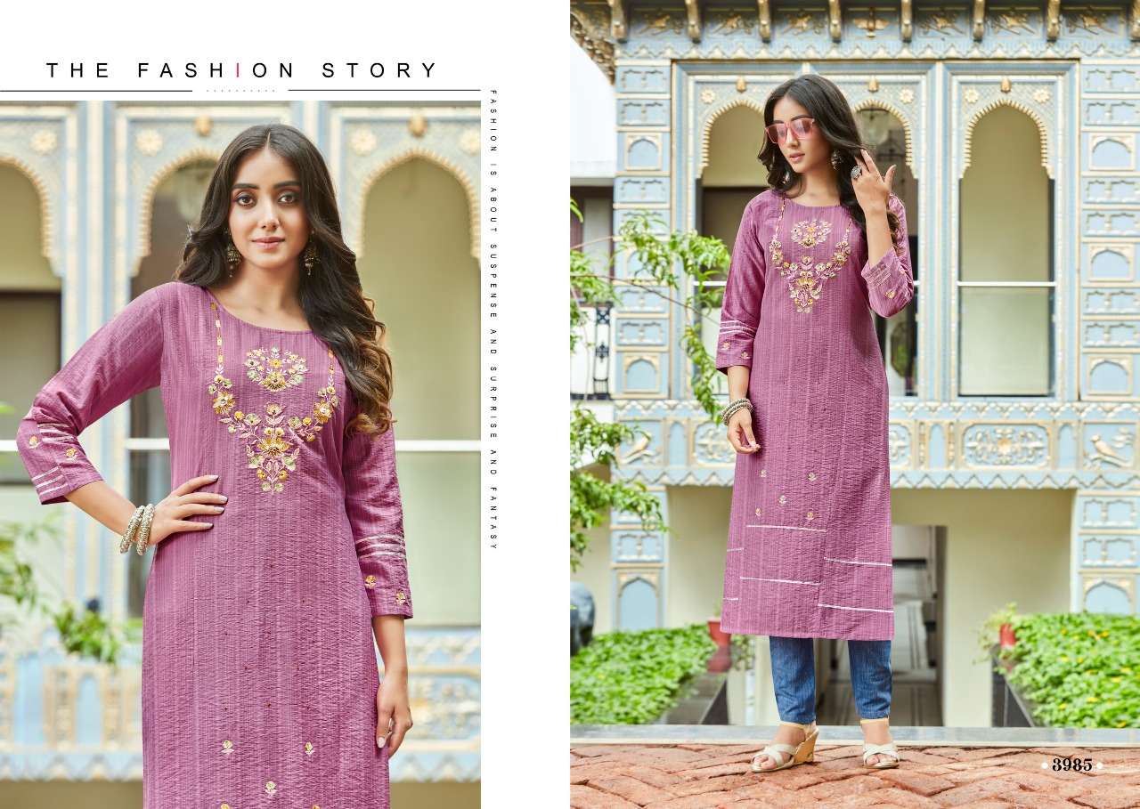 MIRACAL BY RANGOON 3981 TO 3986 SERIES DESIGNER STYLISH FANCY COLORFUL BEAUTIFUL PARTY WEAR & ETHNIC WEAR COLLECTION VISCOSE KURTIS AT WHOLESALE PRICE