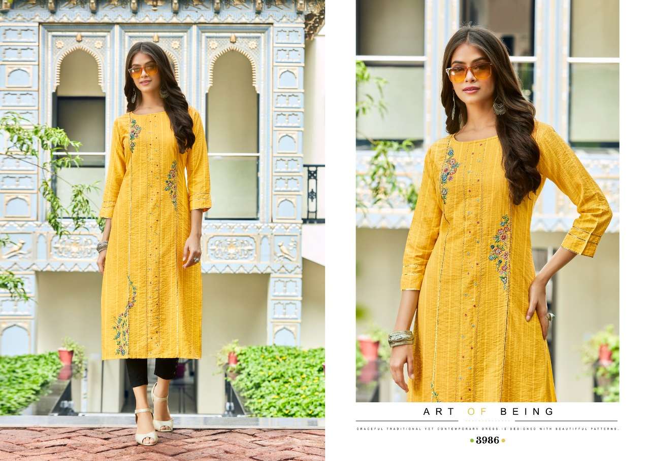 MIRACAL BY RANGOON 3981 TO 3986 SERIES DESIGNER STYLISH FANCY COLORFUL BEAUTIFUL PARTY WEAR & ETHNIC WEAR COLLECTION VISCOSE KURTIS AT WHOLESALE PRICE