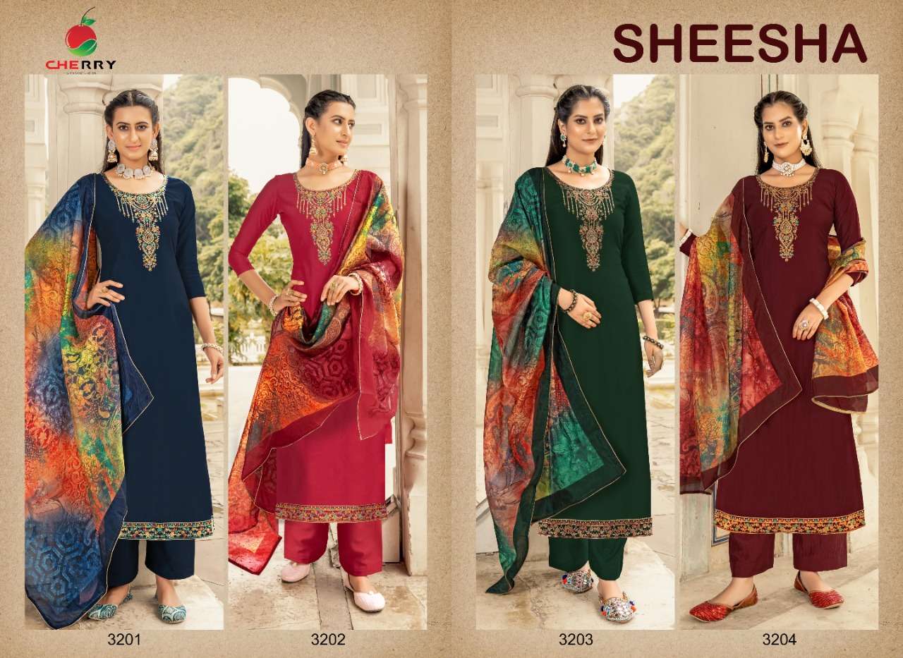 SHEESHA BY CHERRY 3201 TO 3204 SERIES BEAUTIFUL SUITS COLORFUL STYLISH FANCY CASUAL WEAR & ETHNIC WEAR SILK DRESSES AT WHOLESALE PRICE