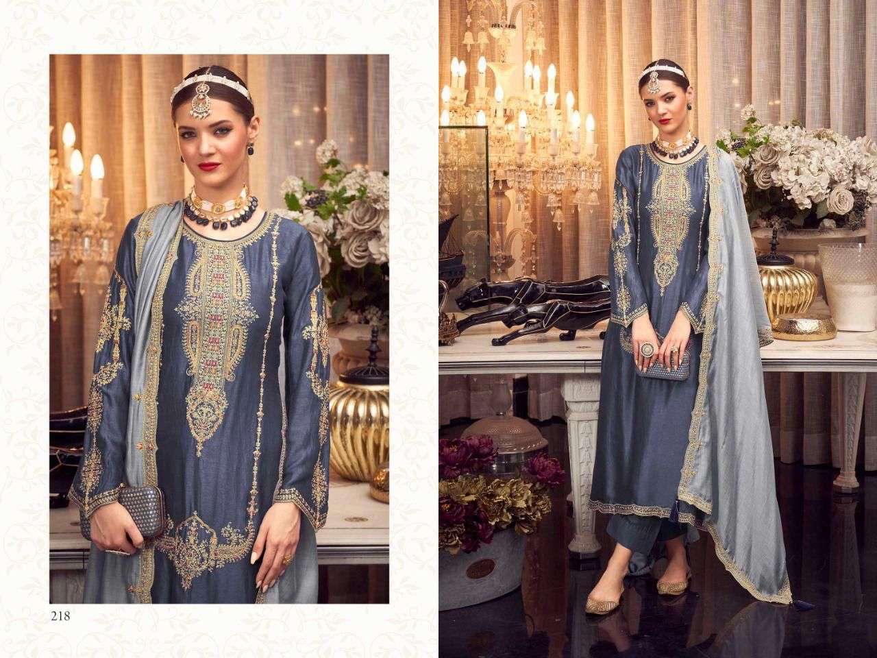 HOONAR BY AIQA 217 TO 223 SERIES BEAUTIFUL COLORFUL STYLISH FANCY CASUAL WEAR & ETHNIC WEAR & READY TO WEAR BEMBERG SILK DRESSES AT WHOLESALE PRICE