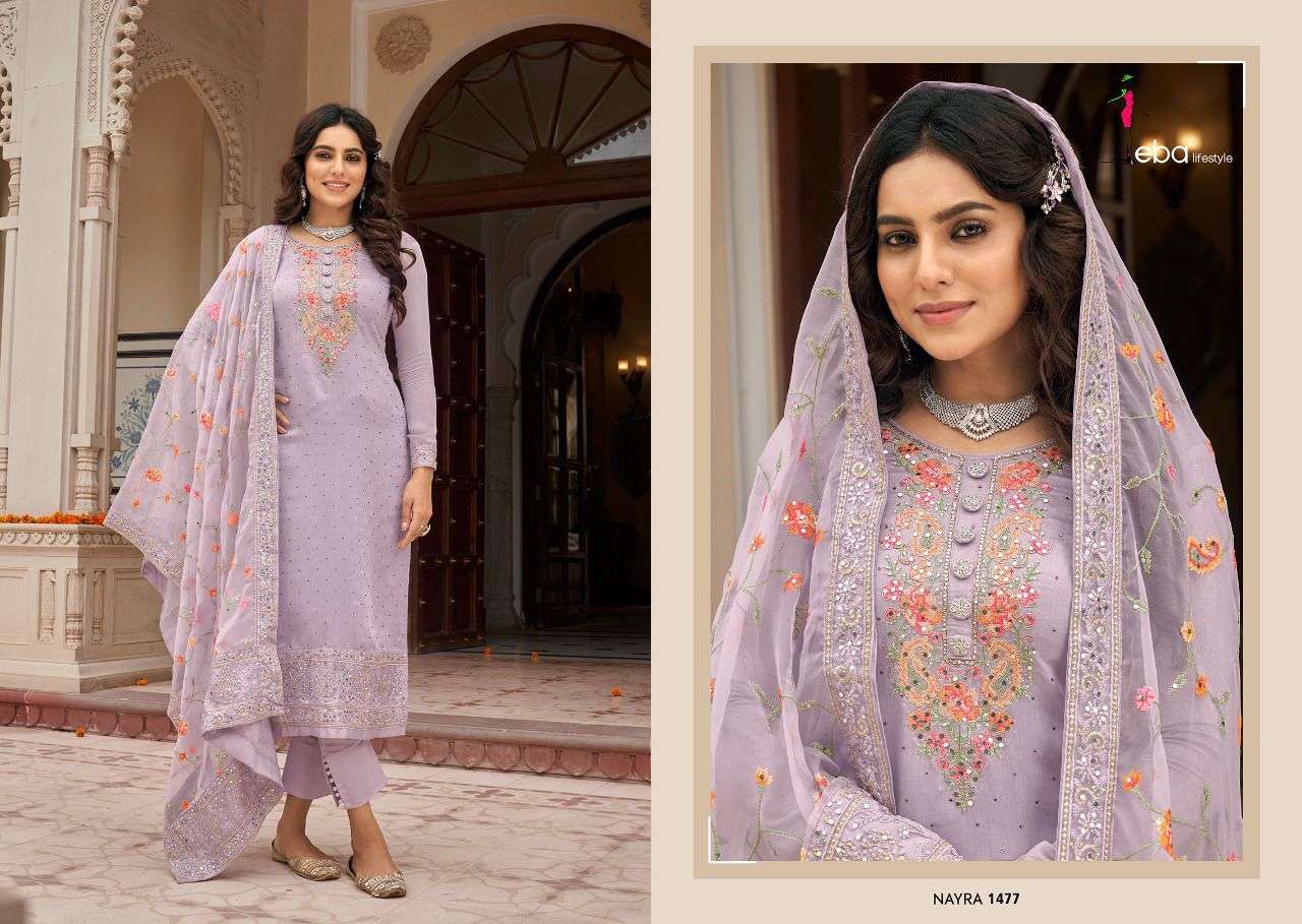 NAYRA VOL-5 BY EBA LIFESTYLE 1475 TO 1478 SERIES BEAUTIFUL COLORFUL STYLISH FANCY CASUAL WEAR & ETHNIC WEAR & READY TO WEAR VISCOSE SILK EMBROIDERED DRESSES AT WHOLESALE PRICE