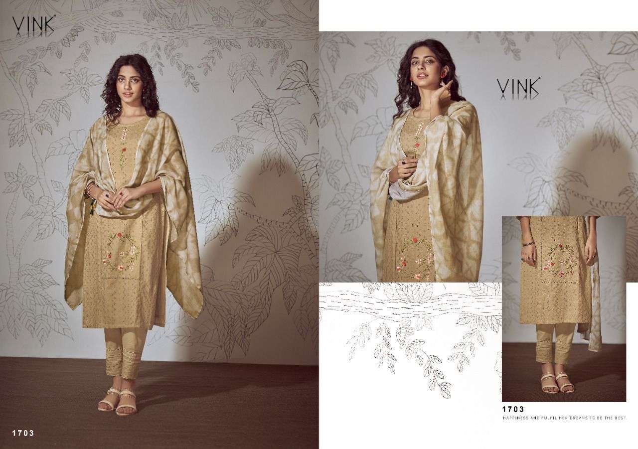 CHIKANKARI VOL-3 BY VINK 1701 TO 1706 SERIES BEAUTIFUL SUITS COLORFUL STYLISH FANCY CASUAL WEAR & ETHNIC WEAR PURE COTTON EMBROIDERED DRESSES AT WHOLESALE PRICE