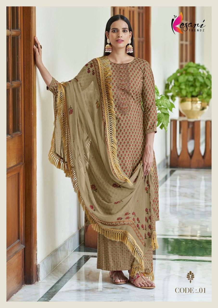 IZHAR BY KESARI TRENDZ 01 TO 06 SERIES BEAUTIFUL SUITS COLORFUL STYLISH FANCY CASUAL WEAR & ETHNIC WEAR SILK EMBROIDERED DRESSES AT WHOLESALE PRICE
