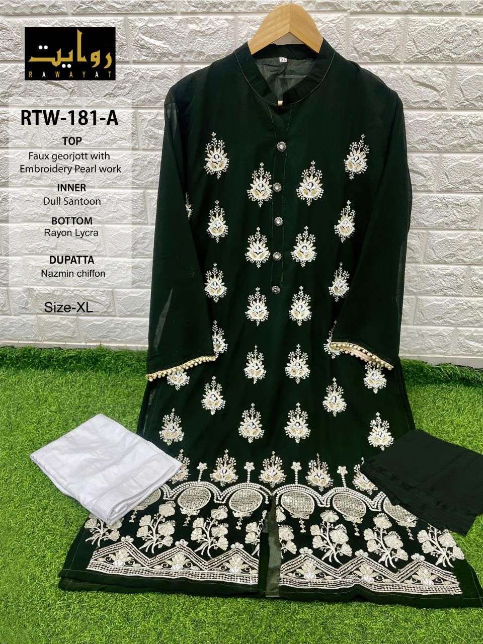 RTW-181 COLOURS BY RAWAYAT 181-A TO 181-D SERIES BEAUTIFUL PAKISANI SUITS COLORFUL STYLISH FANCY CASUAL WEAR & ETHNIC WEAR FAUX GEORGETTE EMBROIDERED DRESSES AT WHOLESALE PRICE