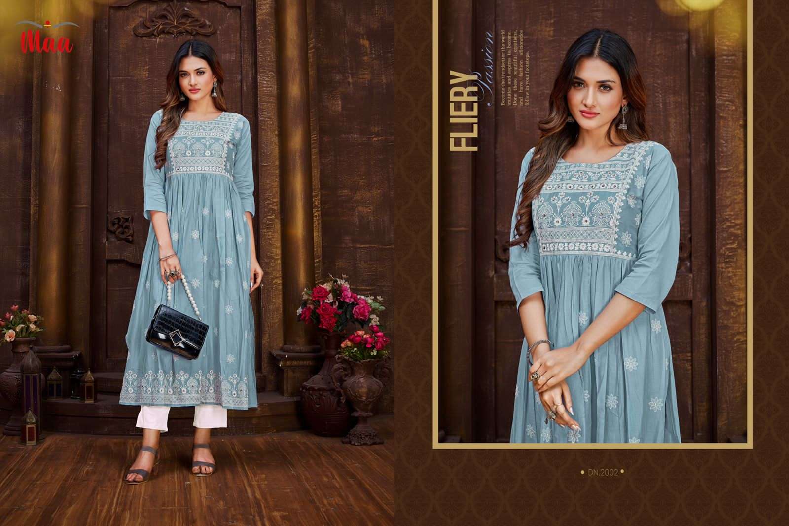 HUNAR BY MAA CREATION 2001 TO 2004 SERIES DESIGNER STYLISH FANCY COLORFUL BEAUTIFUL PARTY WEAR & ETHNIC WEAR COLLECTION MAL COTTON EMBROIDERED KURTIS AT WHOLESALE PRICE