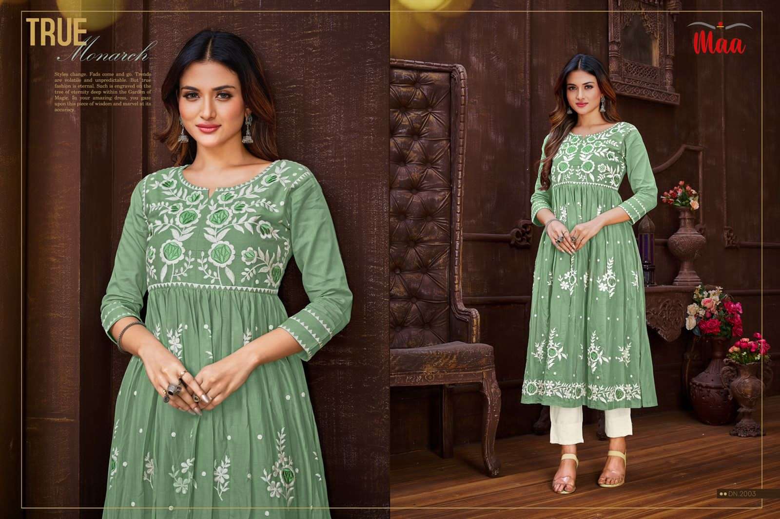 HUNAR BY MAA CREATION 2001 TO 2004 SERIES DESIGNER STYLISH FANCY COLORFUL BEAUTIFUL PARTY WEAR & ETHNIC WEAR COLLECTION MAL COTTON EMBROIDERED KURTIS AT WHOLESALE PRICE