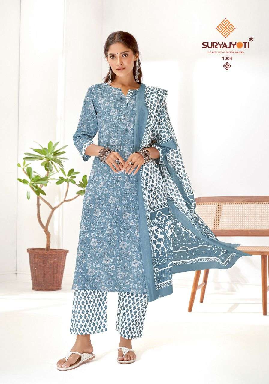 PREYASI VOL-1 BY SURYAJYOTI 1001 TO 1008 SERIES BEAUTIFUL SUITS COLORFUL STYLISH FANCY CASUAL WEAR & ETHNIC WEAR PURE COTTON LAWN PRINT DRESSES AT WHOLESALE PRICE