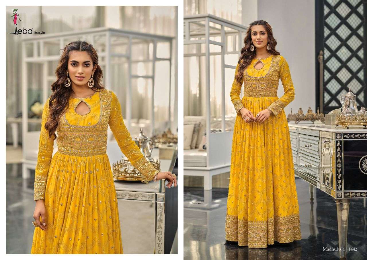 MADHUBALA BY EBA LIFESTYLE 1339 TO 1442 SERIES BEAUTIFUL ANARKALI SUITS STYLISH FANCY COLORFUL PARTY WEAR & OCCASIONAL WEAR GEORGETTE EMBROIDERED DRESSES AT WHOLESALE PRICE