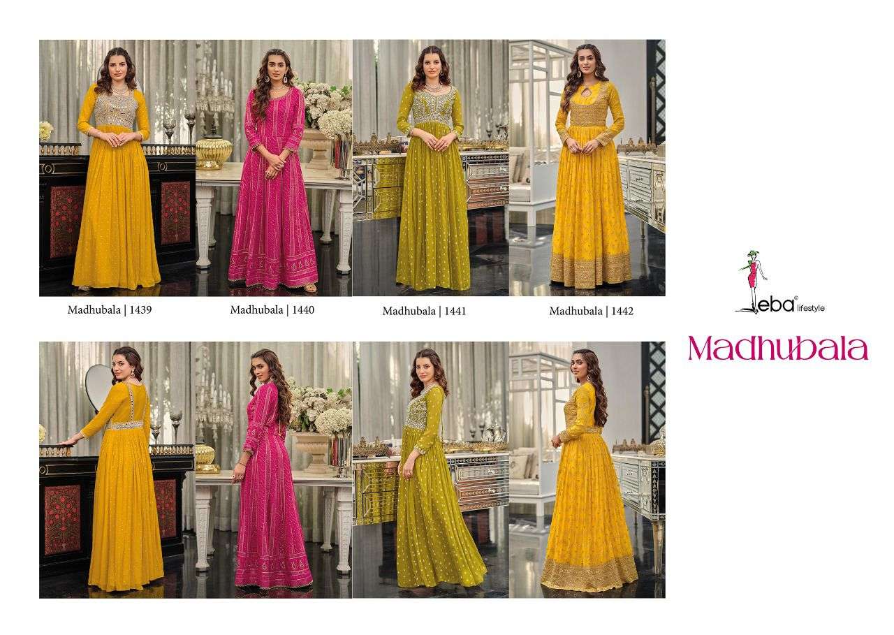 MADHUBALA BY EBA LIFESTYLE 1339 TO 1442 SERIES BEAUTIFUL ANARKALI SUITS STYLISH FANCY COLORFUL PARTY WEAR & OCCASIONAL WEAR GEORGETTE EMBROIDERED DRESSES AT WHOLESALE PRICE