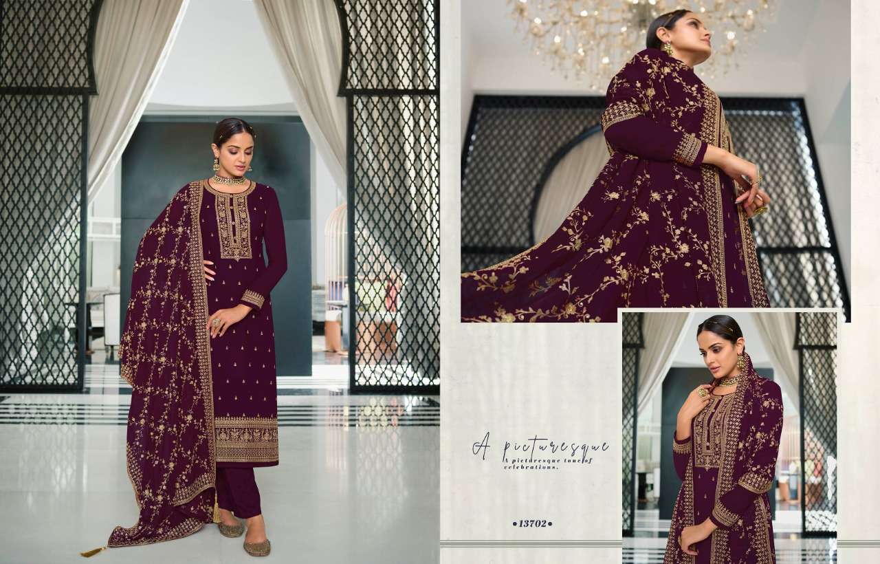 KHWAISH VOL-2 BY ZISA 13701 TO 13706 SERIES BEAUTIFUL SUITS COLORFUL STYLISH FANCY CASUAL WEAR & ETHNIC WEAR GEORGETTE EMBROIDERED DRESSES AT WHOLESALE PRICE