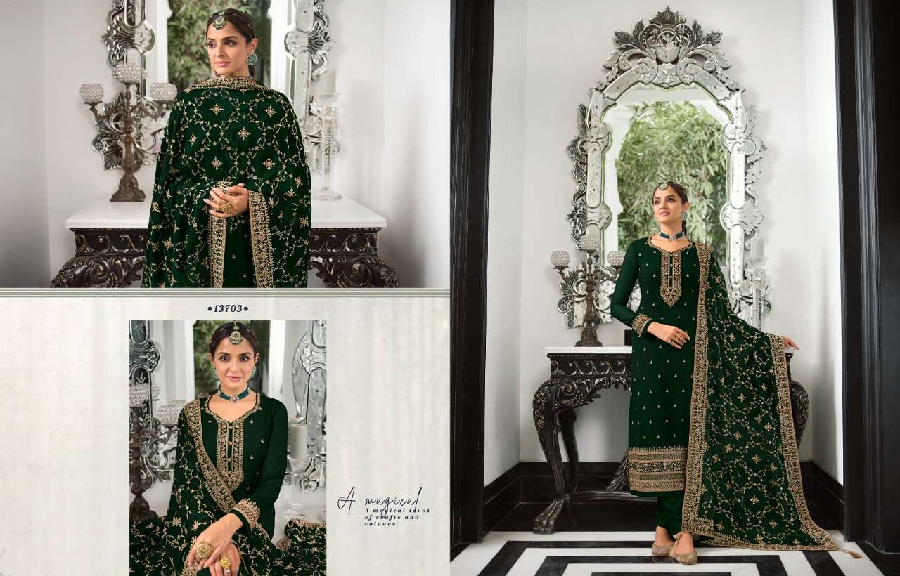 KHWAISH VOL-2 BY ZISA 13701 TO 13706 SERIES BEAUTIFUL SUITS COLORFUL STYLISH FANCY CASUAL WEAR & ETHNIC WEAR GEORGETTE EMBROIDERED DRESSES AT WHOLESALE PRICE