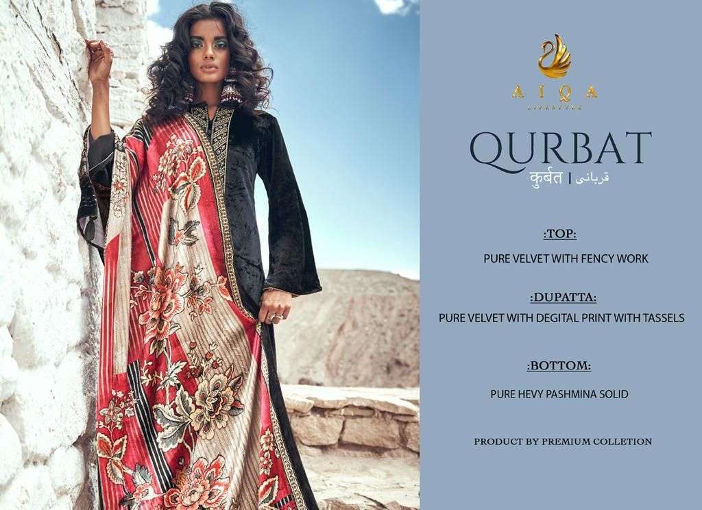 QURBAT BY AIQA 247 TO 254 SERIES BEAUTIFUL SUITS COLORFUL STYLISH FANCY CASUAL WEAR & ETHNIC WEAR PURE VELVET DRESSES AT WHOLESALE PRICE