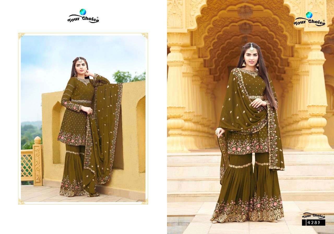 ZARAA HITS BY YOUR CHOICE 4279 TO 4284 SERIES BEAUTIFUL SHARARA SUITS COLORFUL STYLISH FANCY CASUAL WEAR & ETHNIC WEAR GEORGETTE EMBROIDERY WORK DRESSES AT WHOLESALE PRICE