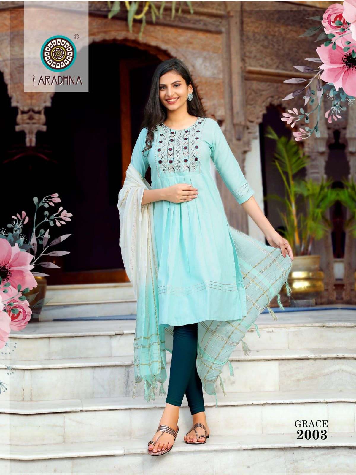 GRACE VOL-2 BY ARADHNA FASHION 2001 TO 2004 SERIES DESIGNER STYLISH FANCY COLORFUL BEAUTIFUL PARTY WEAR & ETHNIC WEAR COLLECTION COTTON KURTIS AT WHOLESALE PRICE