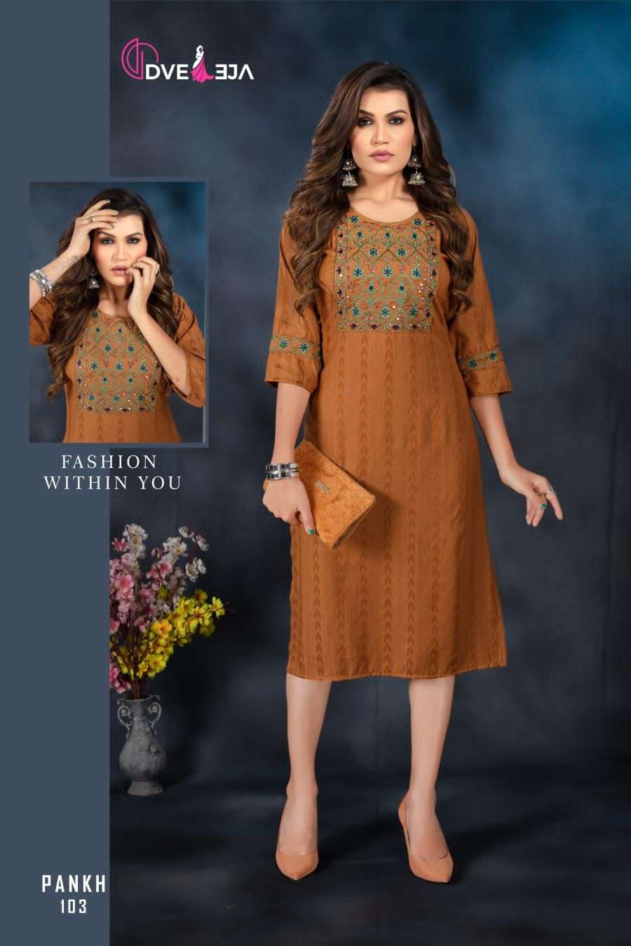 PANKH BY DVEEJA 101 TO 106 SERIES DESIGNER STYLISH FANCY COLORFUL BEAUTIFUL PARTY WEAR & ETHNIC WEAR COLLECTION RAYON EMBROIDERED KURTIS AT WHOLESALE PRICE