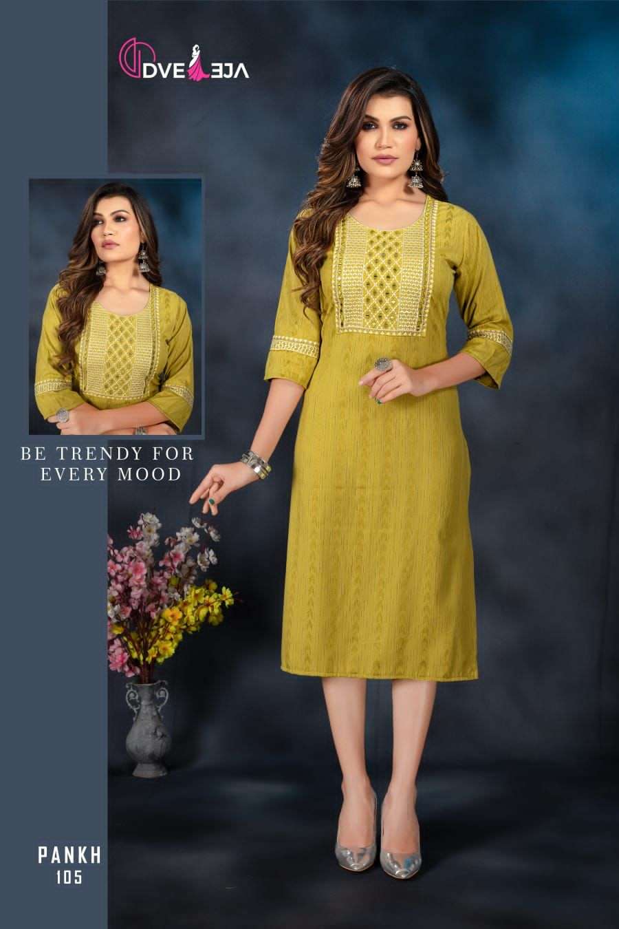 PANKH BY DVEEJA 101 TO 106 SERIES DESIGNER STYLISH FANCY COLORFUL BEAUTIFUL PARTY WEAR & ETHNIC WEAR COLLECTION RAYON EMBROIDERED KURTIS AT WHOLESALE PRICE