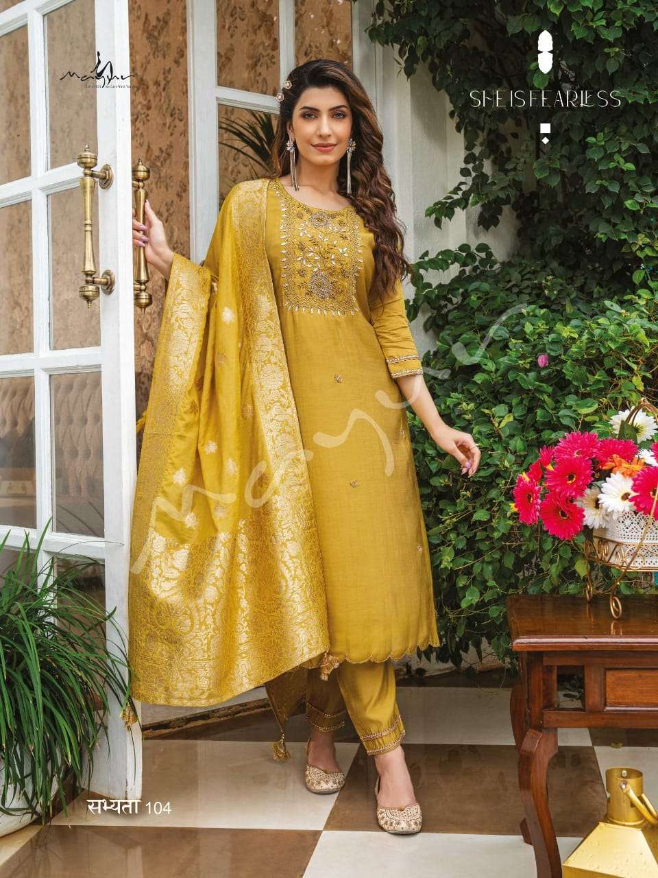 SABHYATA BY MAYUR 101 TO 104 SERIES BEAUTIFUL SUITS COLORFUL STYLISH FANCY CASUAL WEAR & ETHNIC WEAR VISCOSE SILK DRESSES AT WHOLESALE PRICE