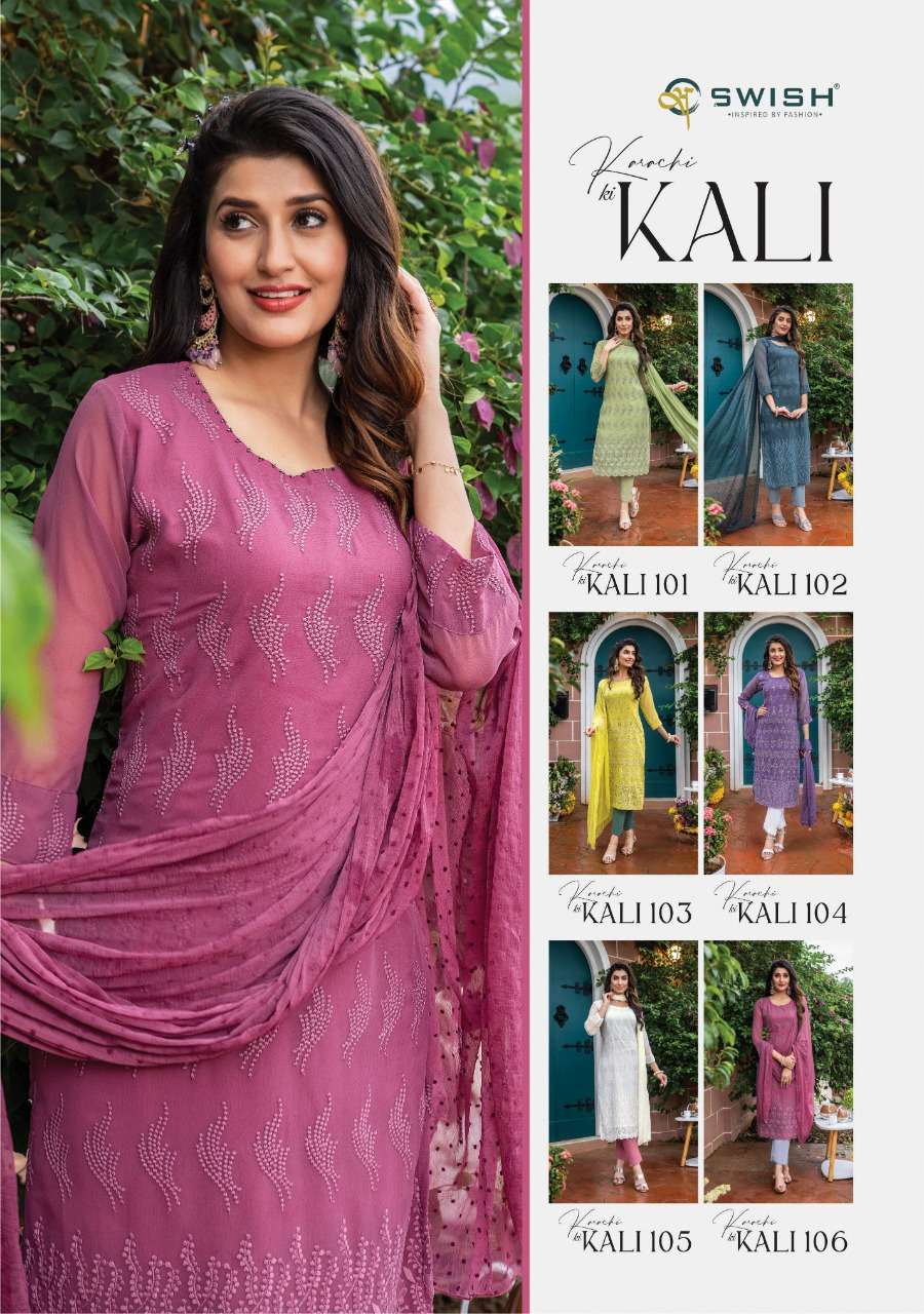 KALI BY SWISH 101 TO 106 SERIES BEAUTIFUL SUITS COLORFUL STYLISH FANCY CASUAL WEAR & ETHNIC WEAR FANCY DRESSES AT WHOLESALE PRICE
