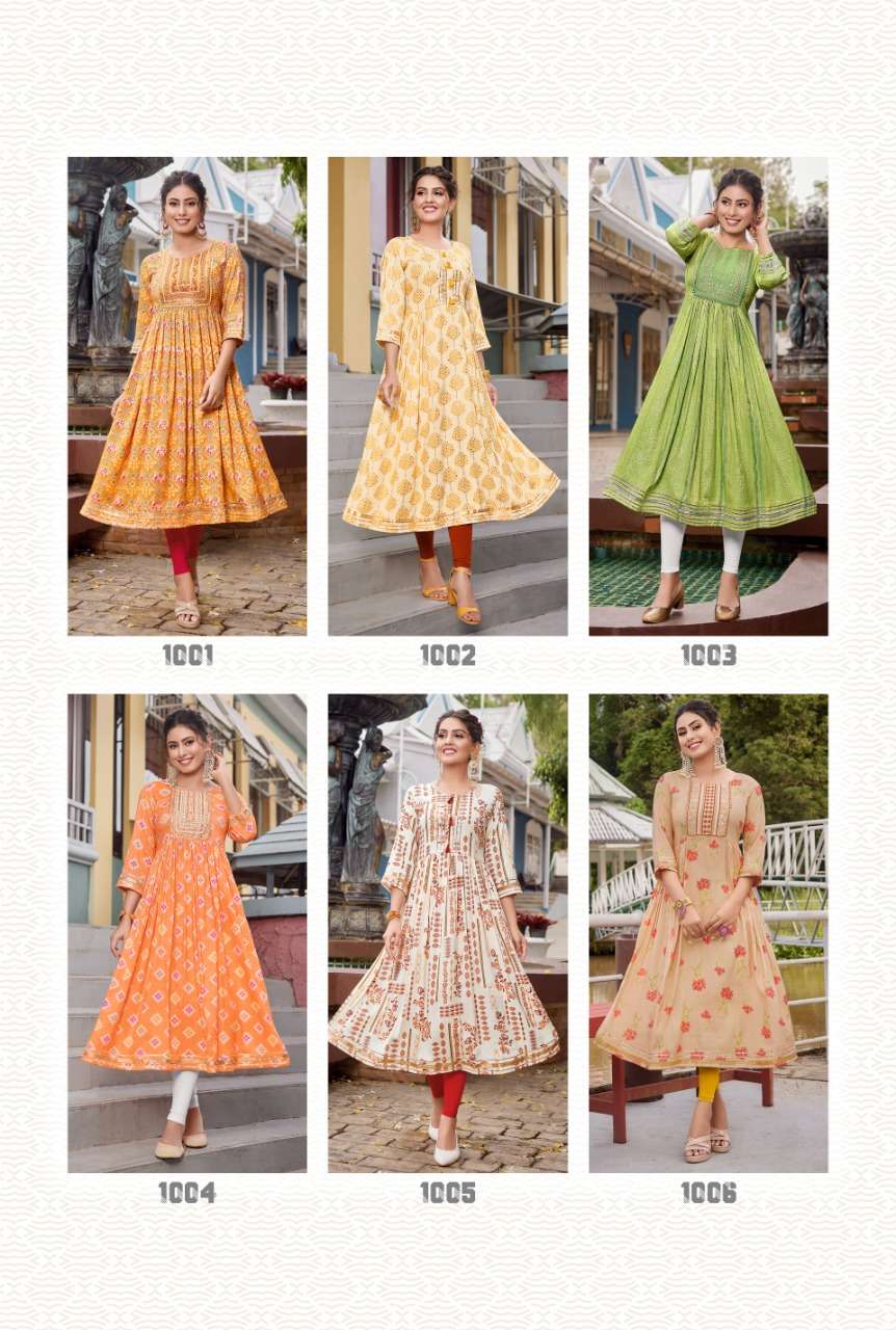 COLOUR FLAIR VOL-1 BY DIYA TRENDS 1001 TO 1009 SERIES DESIGNER STYLISH FANCY COLORFUL BEAUTIFUL PARTY WEAR & ETHNIC WEAR COLLECTION RAYON KURTIS AT WHOLESALE PRICE