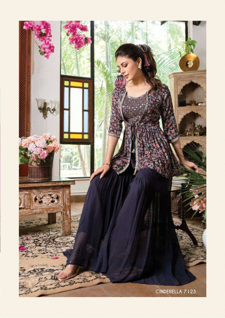 Cinderella Vol-2 By Anju Fabrics 7121 To 7124 Series Designer Stylish Fancy Colorful Beautiful Party Wear & Ethnic Wear Collection Pure Georgette Tops With Bottom At Wholesale Price