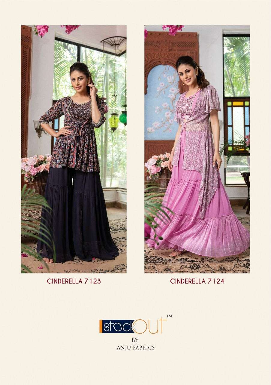 Cinderella Vol-2 By Anju Fabrics 7121 To 7124 Series Designer Stylish Fancy Colorful Beautiful Party Wear & Ethnic Wear Collection Pure Georgette Tops With Bottom At Wholesale Price
