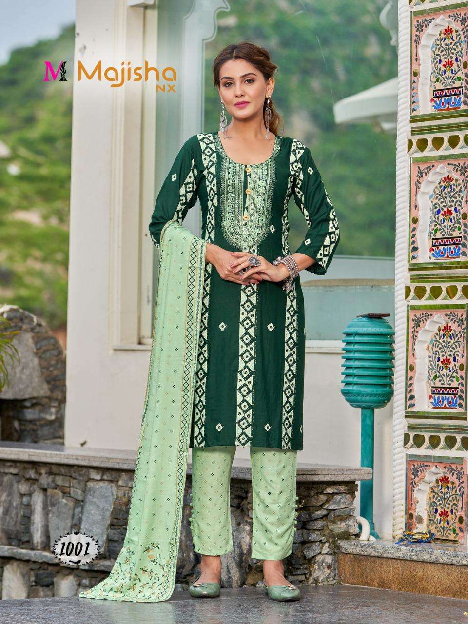 KOODEE VOL-1 BY MAJISHA NX 1001 TO 1008 SERIES BEAUTIFUL SUITS COLORFUL STYLISH FANCY CASUAL WEAR & ETHNIC WEAR PURE RAYON PRINT DRESSES AT WHOLESALE PRICE