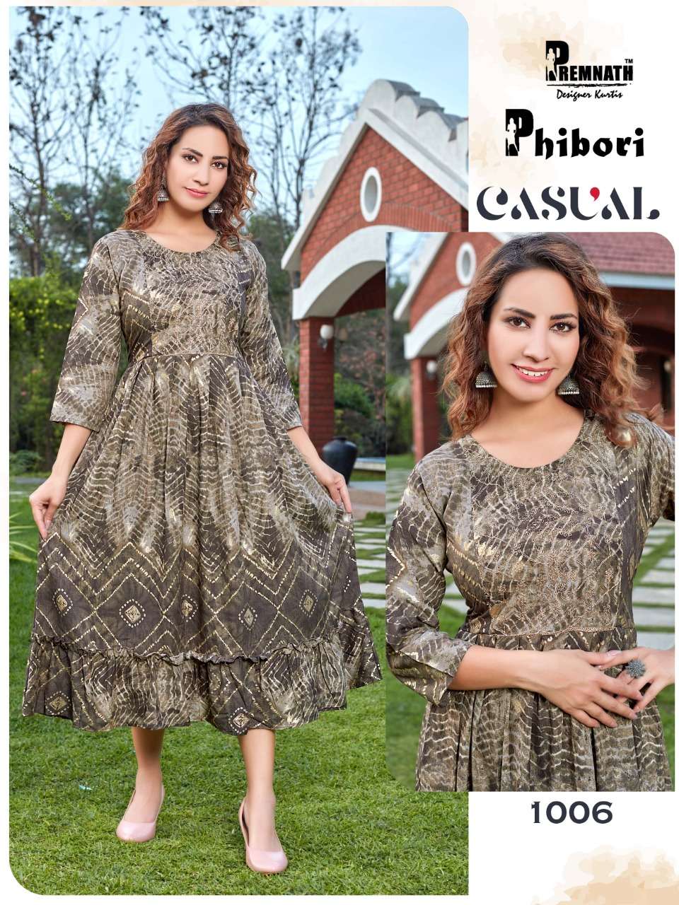 PHIBORI BY PREMNATH 1001 TO 1006 SERIES DESIGNER STYLISH FANCY COLORFUL BEAUTIFUL PARTY WEAR & ETHNIC WEAR COLLECTION RAYON PRINT KURTIS AT WHOLESALE PRICE