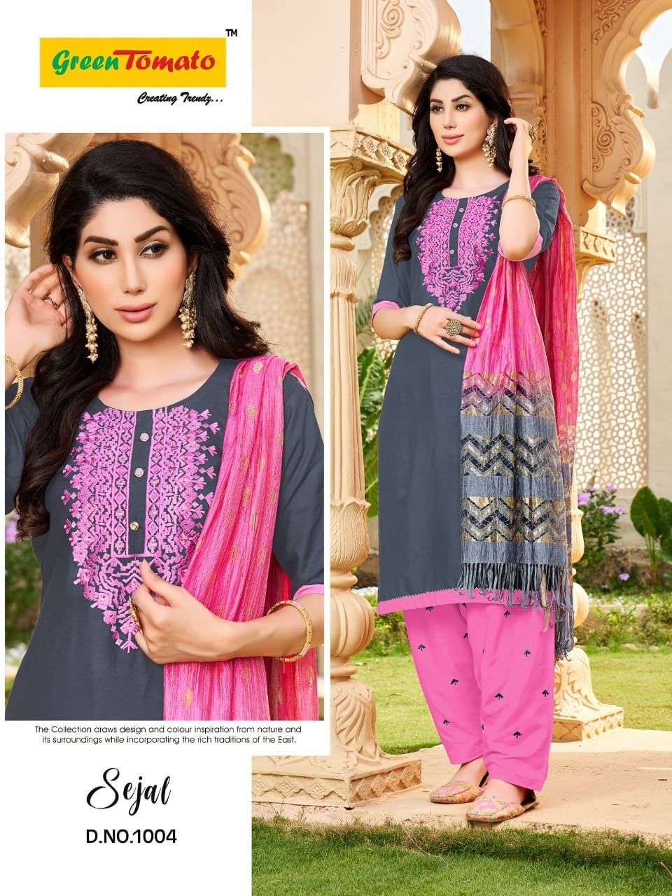 SEJAL BY GREEN TOMATO 1001 TO 1008 SERIES BEAUTIFUL PATIYALA SUITS COLORFUL STYLISH FANCY CASUAL WEAR & ETHNIC WEAR RAYON PRINT DRESSES AT WHOLESALE PRICE