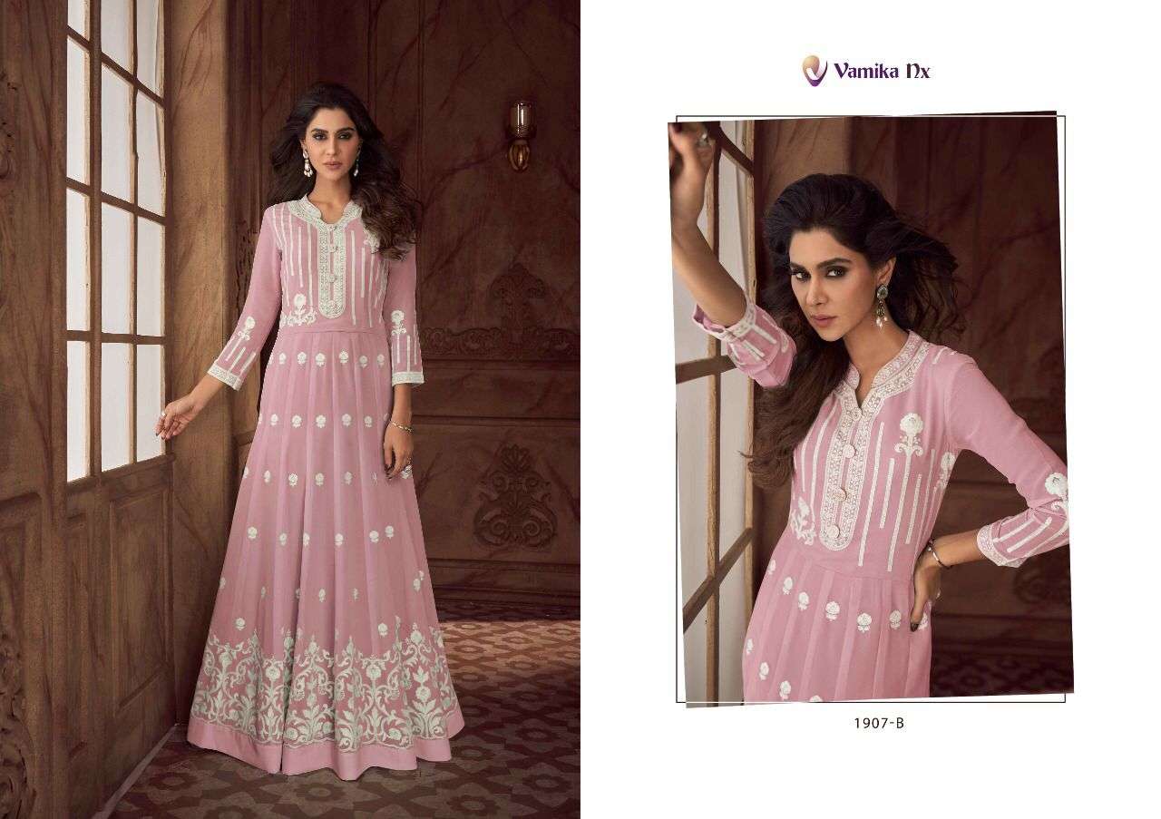 SIYA VOL-2 SILVER BY VAMIKA 1907-A TO 1907-E SERIES DESIGNER STYLISH FANCY COLORFUL BEAUTIFUL PARTY WEAR & ETHNIC WEAR COLLECTION PURE GEORGETTE GOWN AT WHOLESALE PRICE