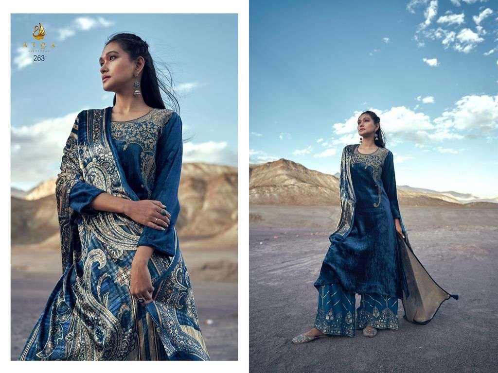 RUHANYAT BY AIQA 256 TO 263 SERIES SUITS BEAUTIFUL FANCY COLORFUL STYLISH PARTY WEAR & OCCASIONAL WEAR VELVET EMBROIDERY DRESSES AT WHOLESALE PRICE