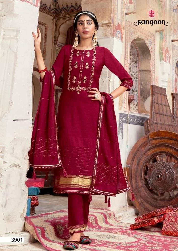 SUHANA BY RANGOON 3901 TO 3904 SERIES SUITS BEAUTIFUL FANCY COLORFUL STYLISH PARTY WEAR & OCCASIONAL WEAR JACQUARD LINEN SILK EMBROIDERY DRESSES AT WHOLESALE PRICE