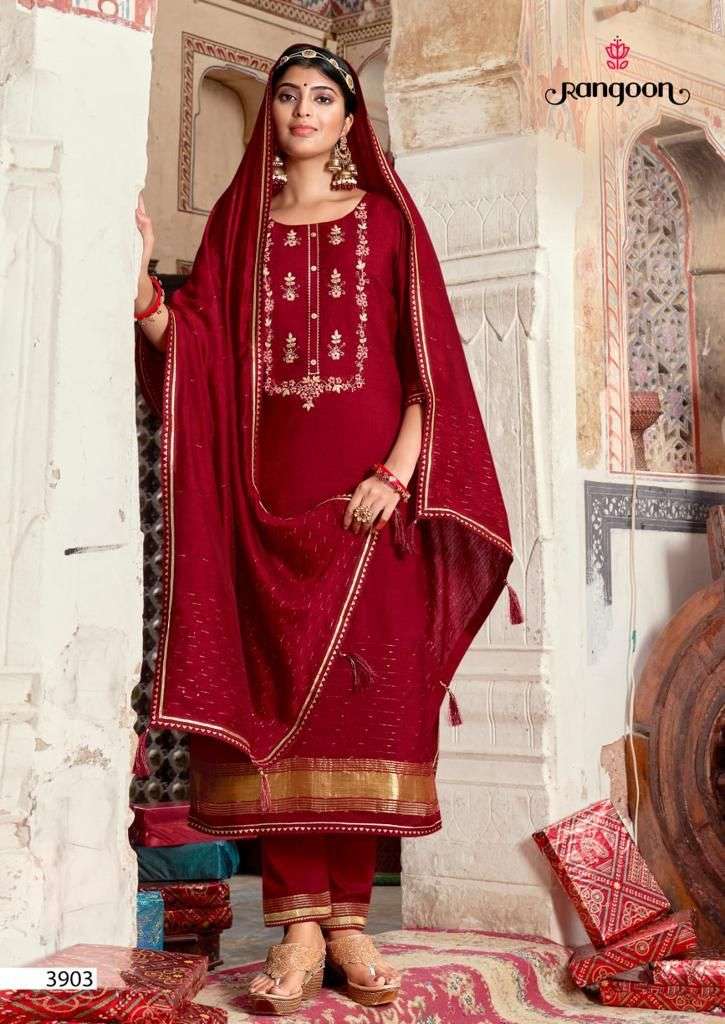 SUHANA BY RANGOON 3901 TO 3904 SERIES SUITS BEAUTIFUL FANCY COLORFUL STYLISH PARTY WEAR & OCCASIONAL WEAR JACQUARD LINEN SILK EMBROIDERY DRESSES AT WHOLESALE PRICE