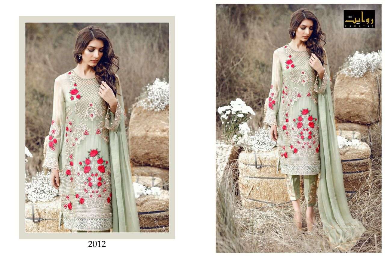 IRIS VOL-3 BY RAWAYAT 2009 TO 2012 SERIES PAKISTANI SUITS BEAUTIFUL FANCY COLORFUL STYLISH PARTY WEAR & OCCASIONAL WEAR FAUX GEORGETTE EMBROIDERY DRESSES AT WHOLESALE PRICE