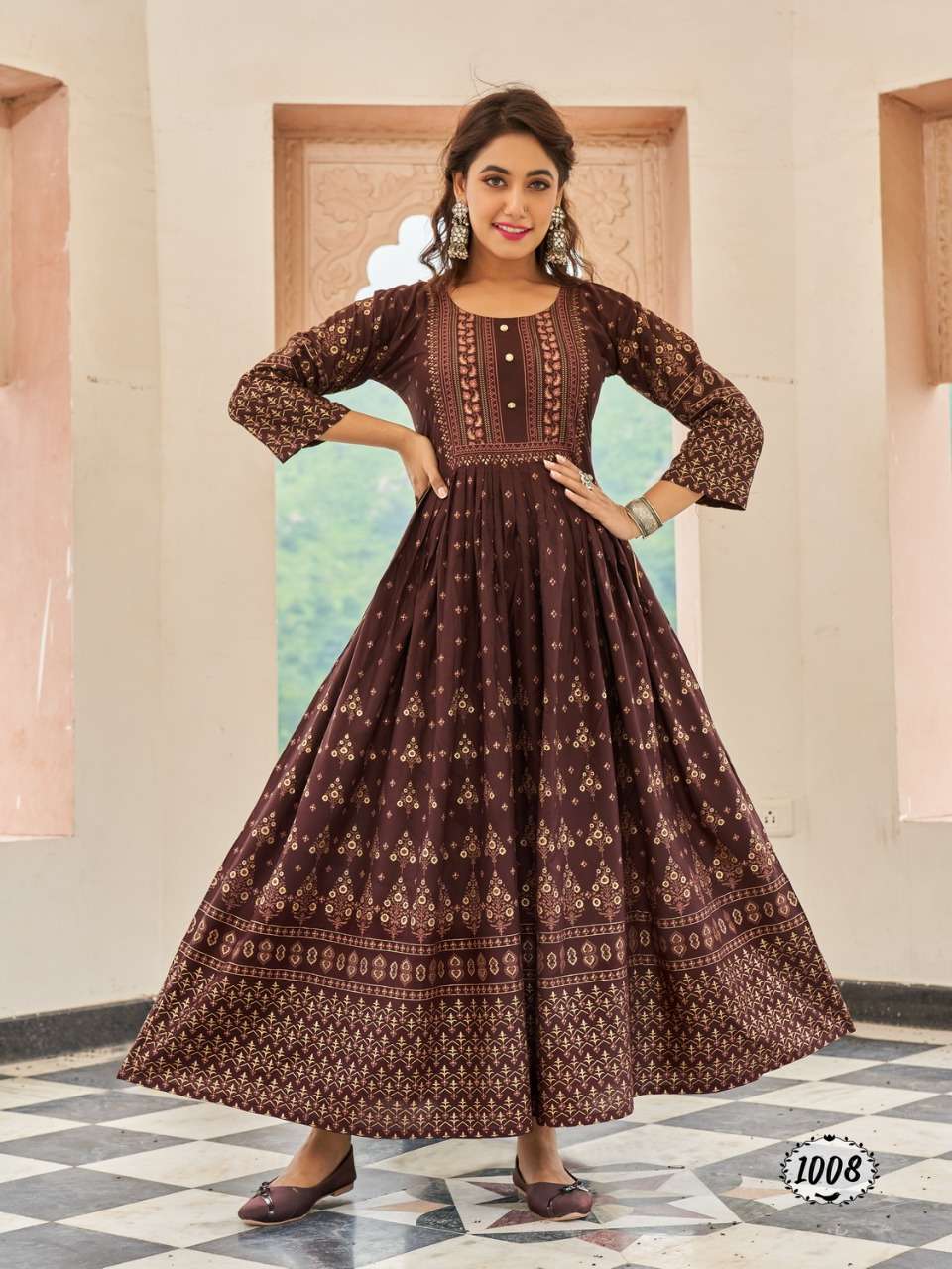 HONEY BY RADHIKA LIFESTYLE 1001 TO 1008 SERIES DESIGNER STYLISH FANCY COLORFUL BEAUTIFUL PARTY WEAR & ETHNIC WEAR COLLECTION RAYON PRINT GOWN AT WHOLESALE PRICE