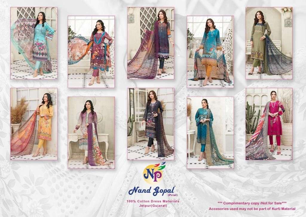 NAZAKAT BY NAND GOPAL PRINTS 1001 TO 1010 SERIES BEAUTIFUL SUITS COLORFUL STYLISH FANCY CASUAL WEAR & ETHNIC WEAR HEAVY COTTON PRINT DRESSES AT WHOLESALE PRICE