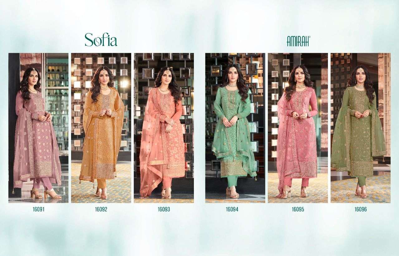 Sofia By Amirah 16091 To 16096 Series Beautiful Suits Colorful Stylish Fancy Casual Wear & Ethnic Wear Pure Viscose Dola Jacquard Embroidered Dresses At Wholesale Price