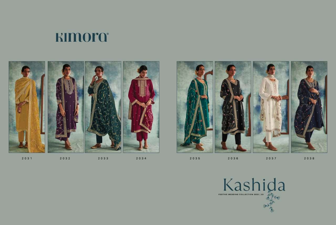 KASHIDA BY KIMORA FASHION 2031 TO 2038 SERIES BEAUTIFUL SUITS COLORFUL STYLISH FANCY CASUAL WEAR & ETHNIC WEAR PURE SOFT SILK EMBROIDERED DRESSES AT WHOLESALE PRICE