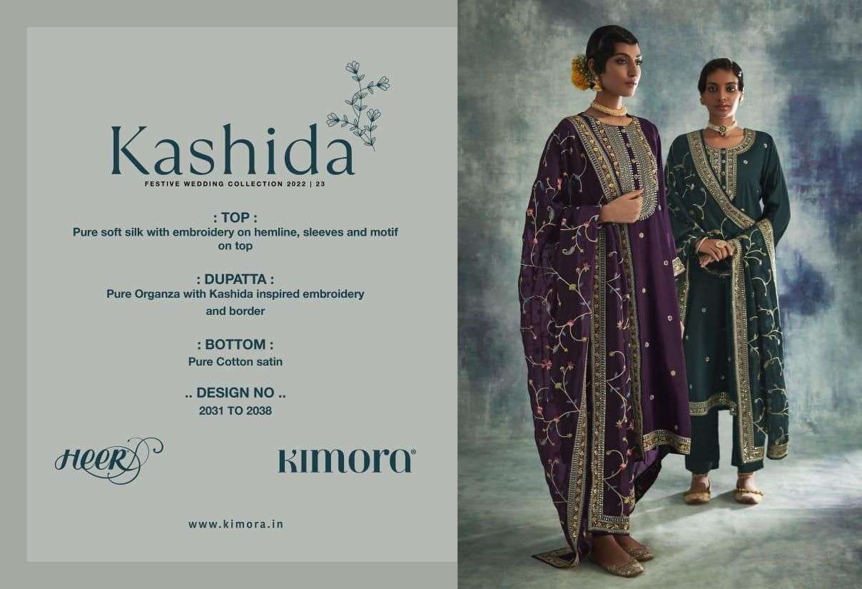 KASHIDA BY KIMORA FASHION 2031 TO 2038 SERIES BEAUTIFUL SUITS COLORFUL STYLISH FANCY CASUAL WEAR & ETHNIC WEAR PURE SOFT SILK EMBROIDERED DRESSES AT WHOLESALE PRICE