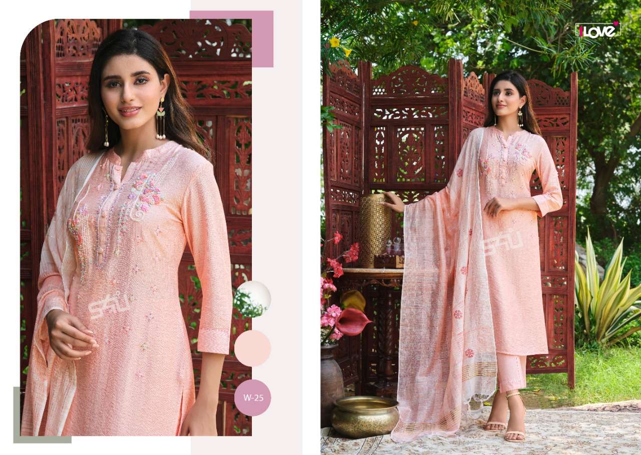WOMANIYA VOL-2 BY 1 LOVE 21 TO 27 SERIES STYLISH BEAUTIFUL COLOURFUL PRINTED & EMBROIDERED PARTY WEAR & OCCASIONAL WEAR VISCOSE SLUB DRESSES AT WHOLESALE PRICE