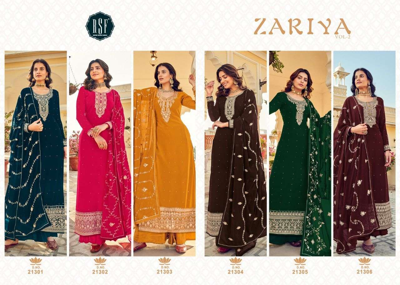 ZARIYA VOL-2 BY RIDDHI SIDDHI FASHION 21301 TO 21306 SERIES BEAUTIFUL SHARARA SUITS COLORFUL STYLISH FANCY CASUAL WEAR & ETHNIC WEAR FAUX GEORGETTE DRESSES AT WHOLESALE PRICE