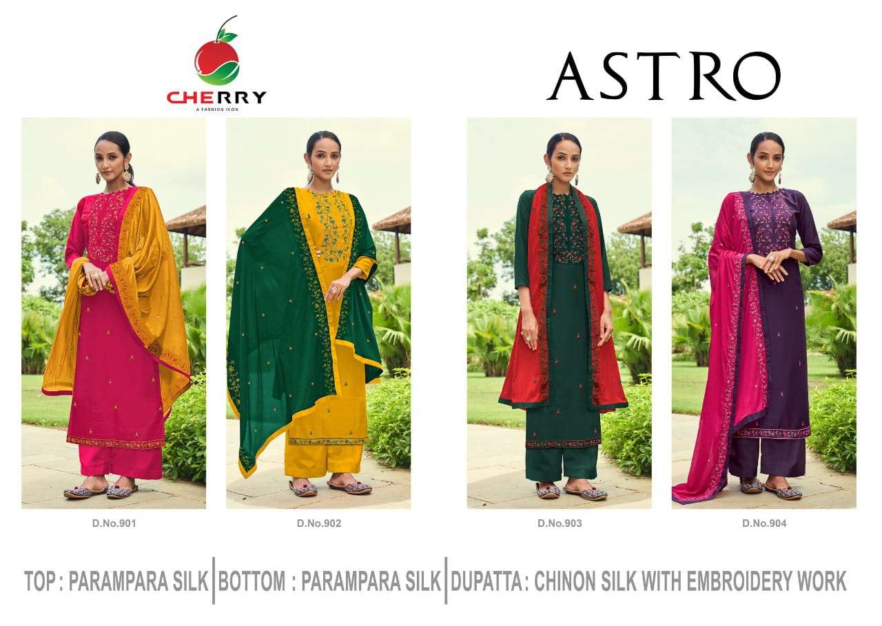 ASTRO BY CHERRY 901 TO 904 SERIES BEAUTIFUL STYLISH SUITS FANCY COLORFUL CASUAL WEAR & ETHNIC WEAR & READY TO WEAR PARAMPARA SILK DRESSES AT WHOLESALE PRICE