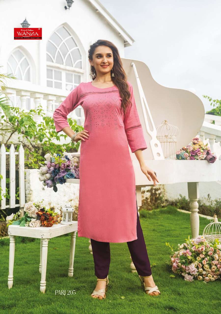 PARI VOL-2 BY WANNA 201 TO 206 SERIES DESIGNER STYLISH FANCY COLORFUL BEAUTIFUL PARTY WEAR & ETHNIC WEAR COLLECTION LYCRA KURTIS AT WHOLESALE PRICE