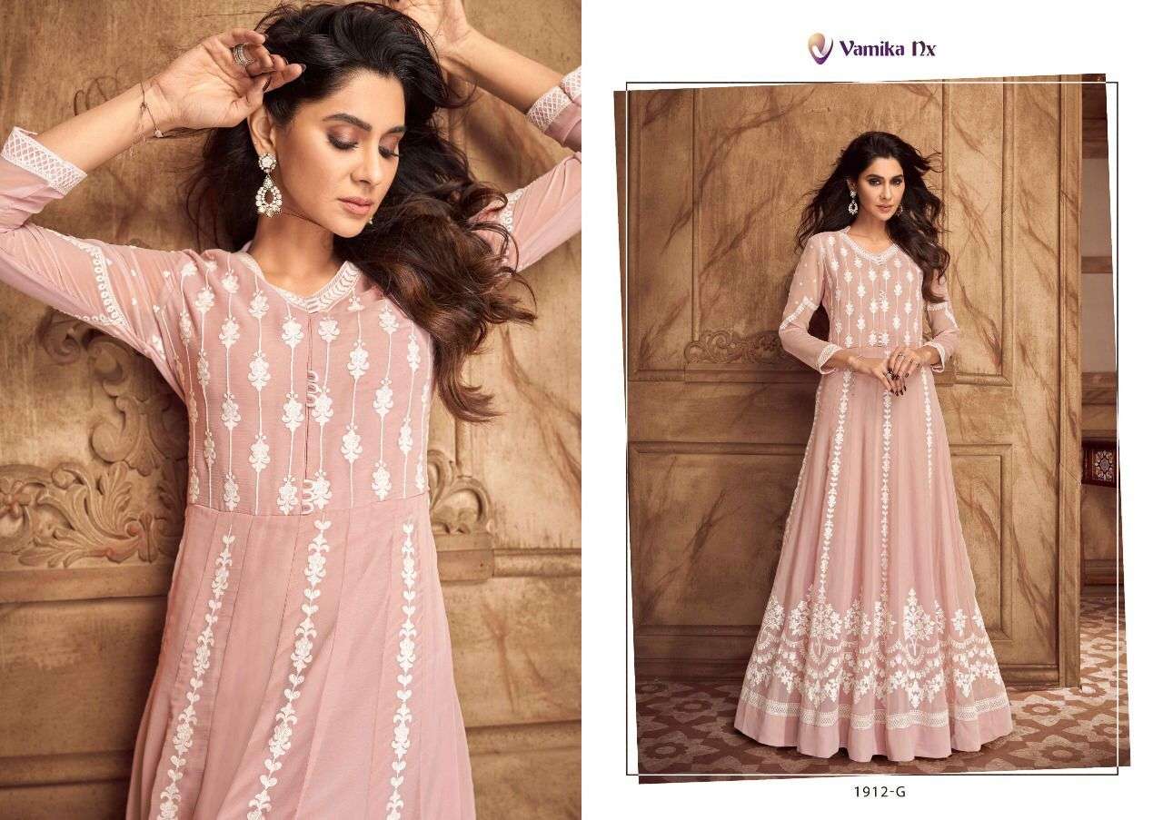 SIYA VOL-2 GOLD BY VAMIKA 1907-F TO 1907-J SERIES DESIGNER STYLISH FANCY COLORFUL BEAUTIFUL PARTY WEAR & ETHNIC WEAR COLLECTION PURE GEORGETTE GOWN AT WHOLESALE PRICE